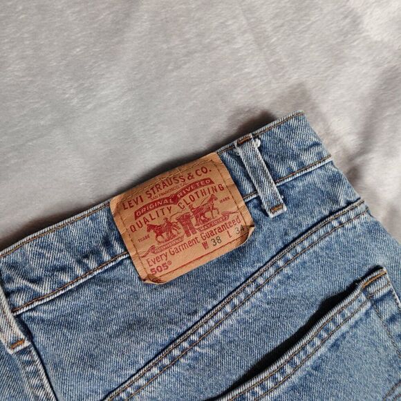 Vintage Levis 505 Regular Fit Straight Leg Denim Jeans Mens 38x34 (Fits 36x34) - Picture 7 of 14